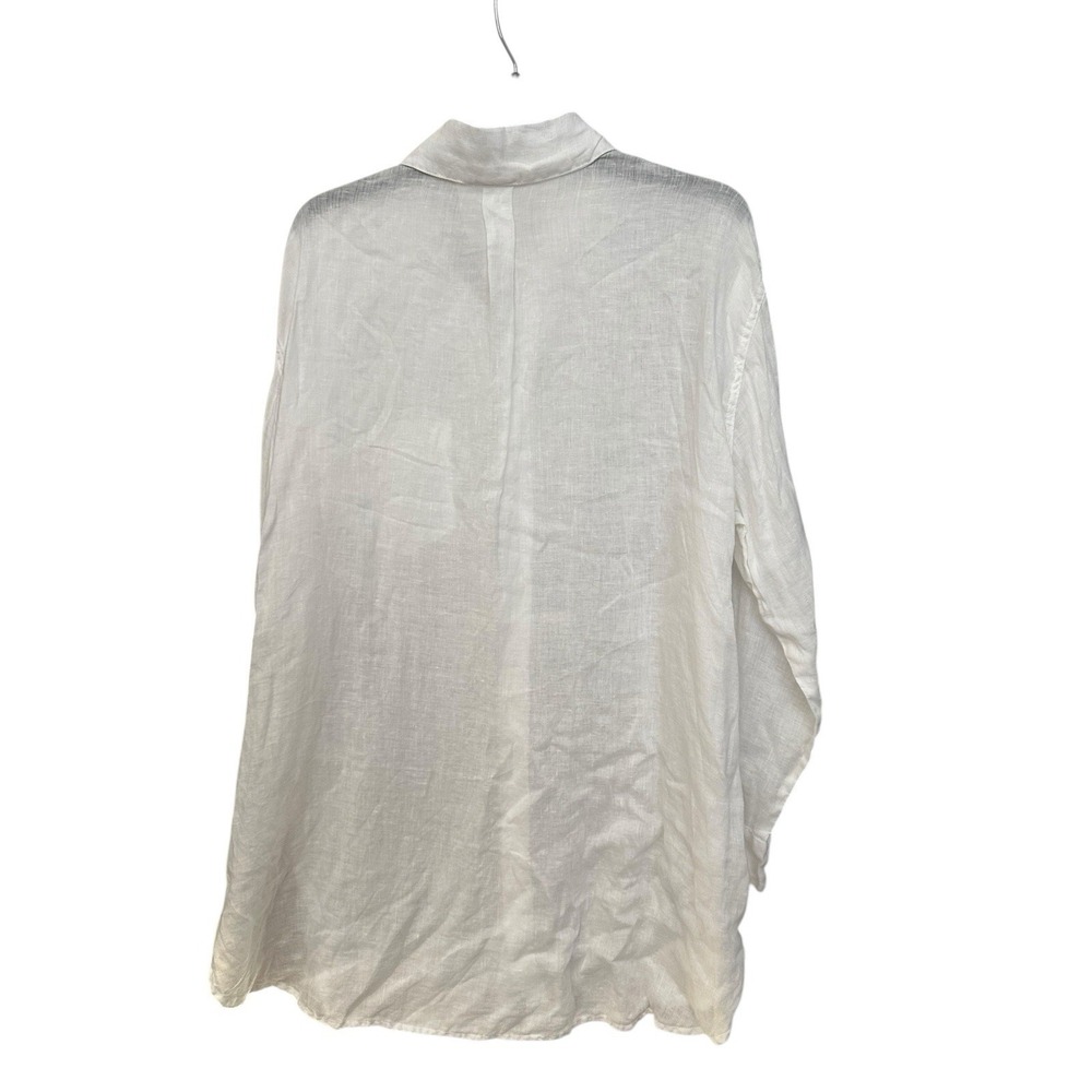 CP SHADES Top White 100% Linen Small Pocket Buttoned Shirt Tunic #AAA3-4 - Picture 2 of 8